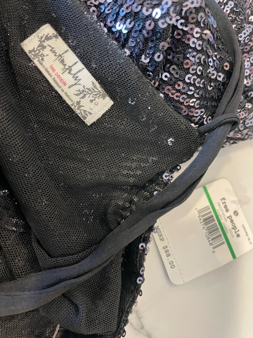 Free People Black Sequined Mini Dress Night Combo - Picture 9 of 12